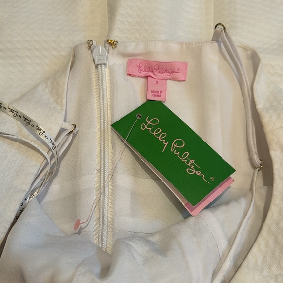 Lilly Pulitzer Trista Resort White Gold Lined Shift Sheath Dress 6 Zip Up NWT - Picture 9 of 17